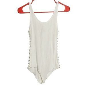 Emma & Sam Cut Out Sides Ribbed Bodysuit White Size Small